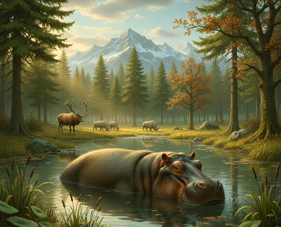 Radiocarbon dating reveals the mid-Weichselian presence of common hippos (Hippopotamus amphibius) in the Upper Rhine Graben in Germany. Image credit: Gemini AI.