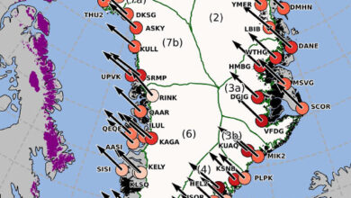 Horizontal land motion observed by the 58 GNET stations in Greenland. Image credit: Longfors Berg et al., doi: 10.1029/2024JB030847.