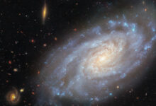 This Hubble image shows NGC 3370, a spiral galaxy some 90 million light-years away in the constellation of Leo. Image credit: NASA / ESA / Hubble / A. Riess / K. Noll.