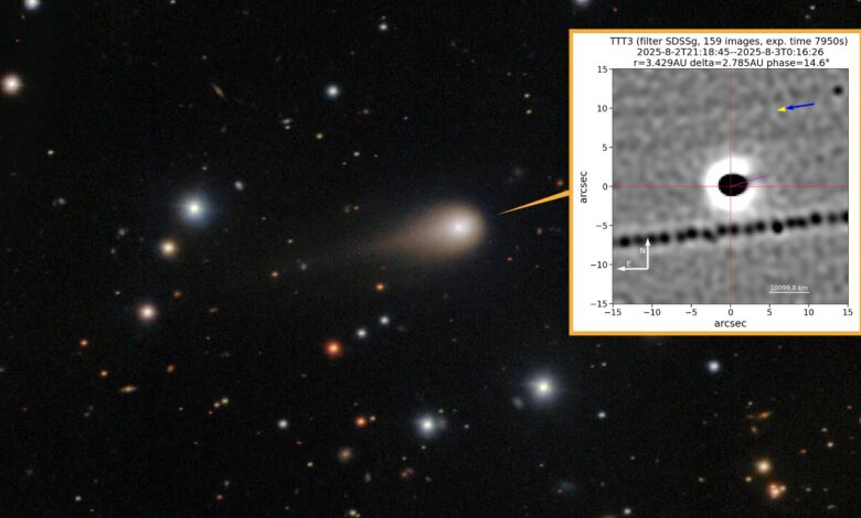 Astrônomos registram jato gigante de 3I/ATLAS em pesquisa