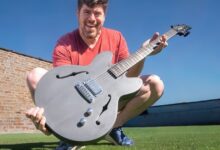 Guitarra de concreto oca inova no design de instrumentos musicais