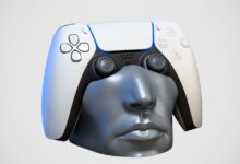 Design inova com suporte 3D impresso para controle PS5