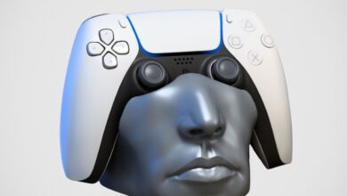 Design inova com suporte 3D impresso para controle PS5