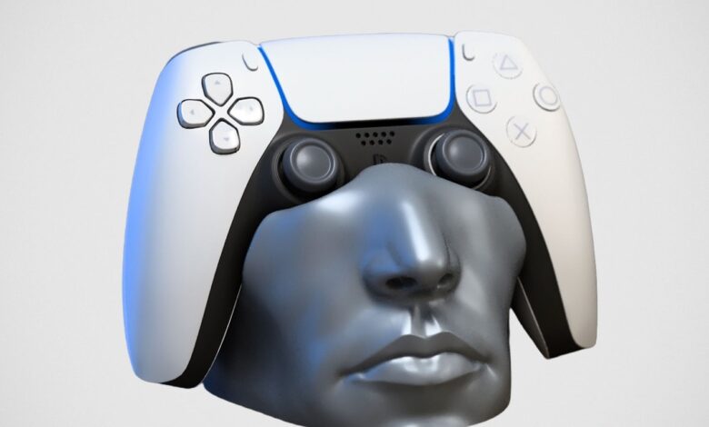 Design inova com suporte 3D impresso para controle PS5