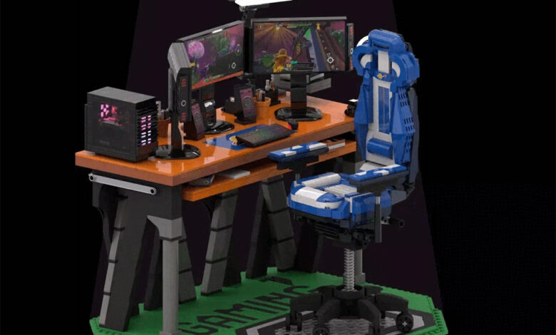 LEGO apresenta estação de gaming com 3 monitores e cadeira ajustável