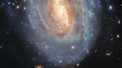 Hubble revela em pesquisa galáxia azul e dourada