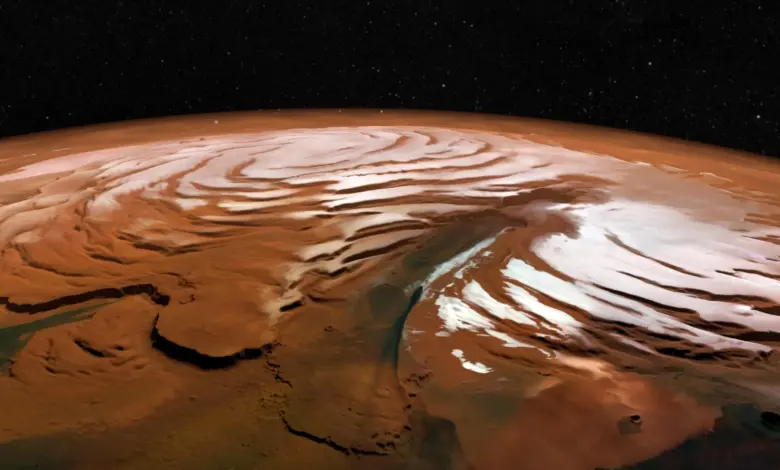 Cientistas analisam descoberta em vórtice gelado de Marte