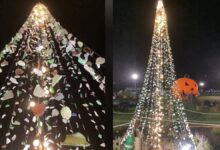 Pesquisador constrói árvore de Natal de vidro de 15 pés